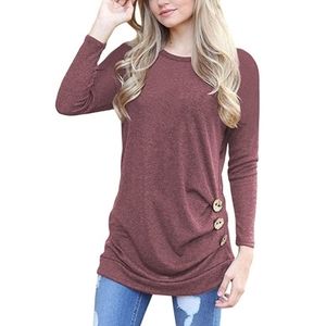 Faddare • Mauve Casual Side Button LS Tunic • SZ L